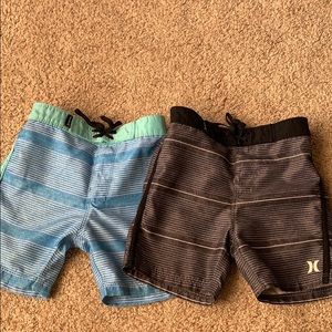 2 pairs Hurley bathing suit swim trunks.